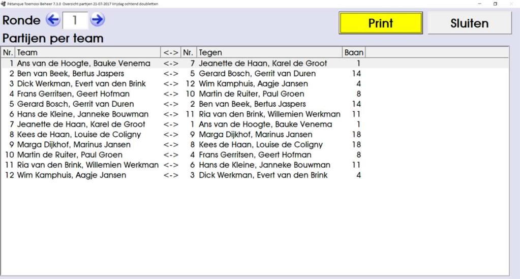 26 Vaste teams en gemixte teams per toernooi Als nog geen loting is uitgevoerd zal er eerst worden geloot.