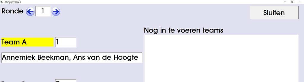 Om een loting in te voeren druk in het hoofdmenu met de rechter muisknop op de knop Overzicht wedstrijden en kies de enige optie 1. Handmatig loting invoeren.