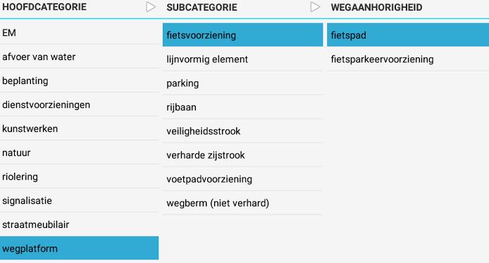 Hiermee kan men ter plaatse, onder meer in het kader van een IIR-inspectie, gebreken registeren aan een fietspad.