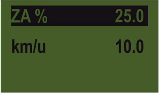 Bedrijfsmodus PS, MDP of MDG Bedrijfsmodus MDS SW %: Ingesteld toerental van de zaaias (in %) Instelbaar met de -toetsen op de computer resp. automatisch bij het uitvoeren van de afdraaiproef.