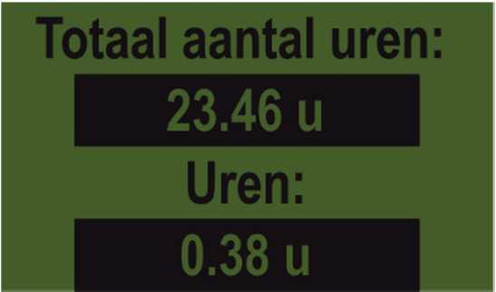 Hectareteller (gestrooid oppervlak) Toont het volledige oppervlak in hectare. De waarden worden automatisch ingesteld als de afdraaiproef wordt uitgevoerd. Zie onder menupunt 3.1.