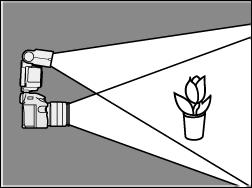 Dichtbij fotograferen (met de flitslamp naar beneden gericht) Wanneer uw onderwerp zich slechts 0,7-1,0 m van de camera vandaan bevindt, kunt u de flitslamp een beetje naar beneden