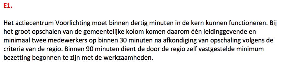 Zijn binnen dertig minuten tenminste één leidinggevende en minimaal twee medewerkers van het taakorganisatie communicatie begonnen met de werkzaamheden?