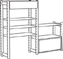 FLEXA Shelfie opbergsysteem Combi collectie Combi 1 - Midi met 3 planken en organiserdoos in combinatie met Mini met 1 plank en kastje.