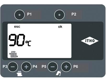 5.2.1 Maximale cv-temperatuur - Druk op P3. De maximale cv-temperatuur wordt weergegeven. De radiator knippert.