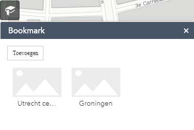 10 Bookmark widget Met de Bookmark widget slaat u eenvoudig uw favoriete kaart extent op.