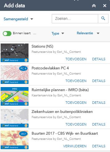 12 Add data widget Met de Add data widget voegt u kaartlagen toe aan uw basiskaart.