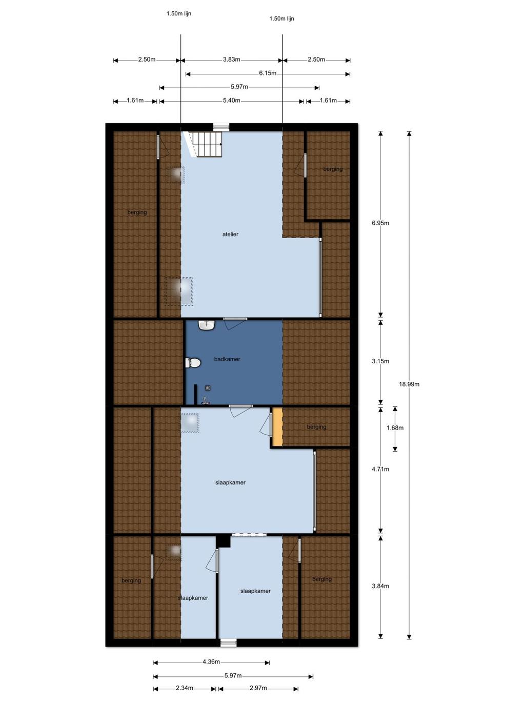 Plattegrond 1 e Verdieping