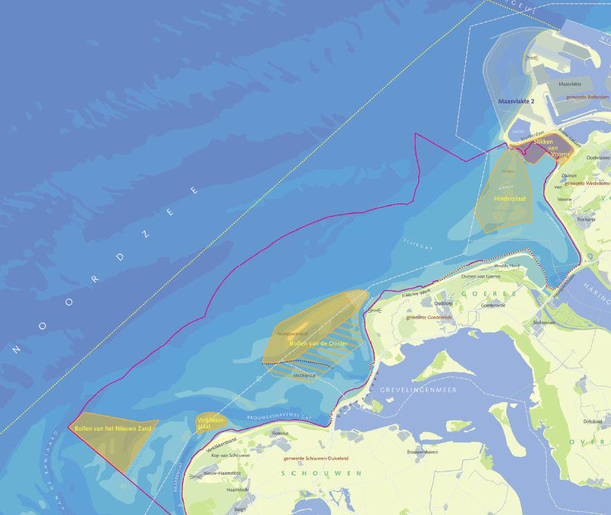 Figuur 2: Ligging Slikken van Voorne (rechtsboven) in Voordelta (bron: Beheerplan Voordelta).