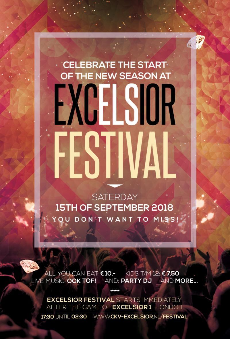 Activiteiten Excelsior Festival FEEST LIVE MUZIEK: OOK TOF! PARTY DJ ALL-YOU-CAN-EAT EN MEER.