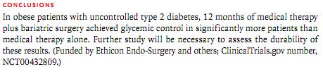 NEJM 2012;367(8),695-704 Wat is het effect van bariatrische chirurgie bij padenten met een niet goed gereguleerde type 2 diabetes?