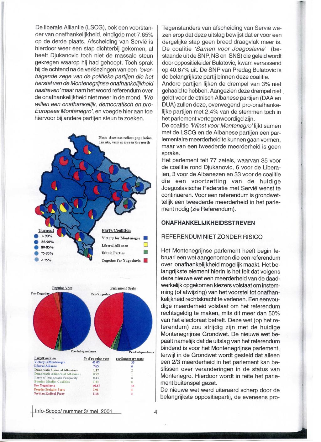 De liberale Alliantie (LSCG), ook een voorstander van onafhankelijkheid, eindigde met 7.65% op de derde plaats.