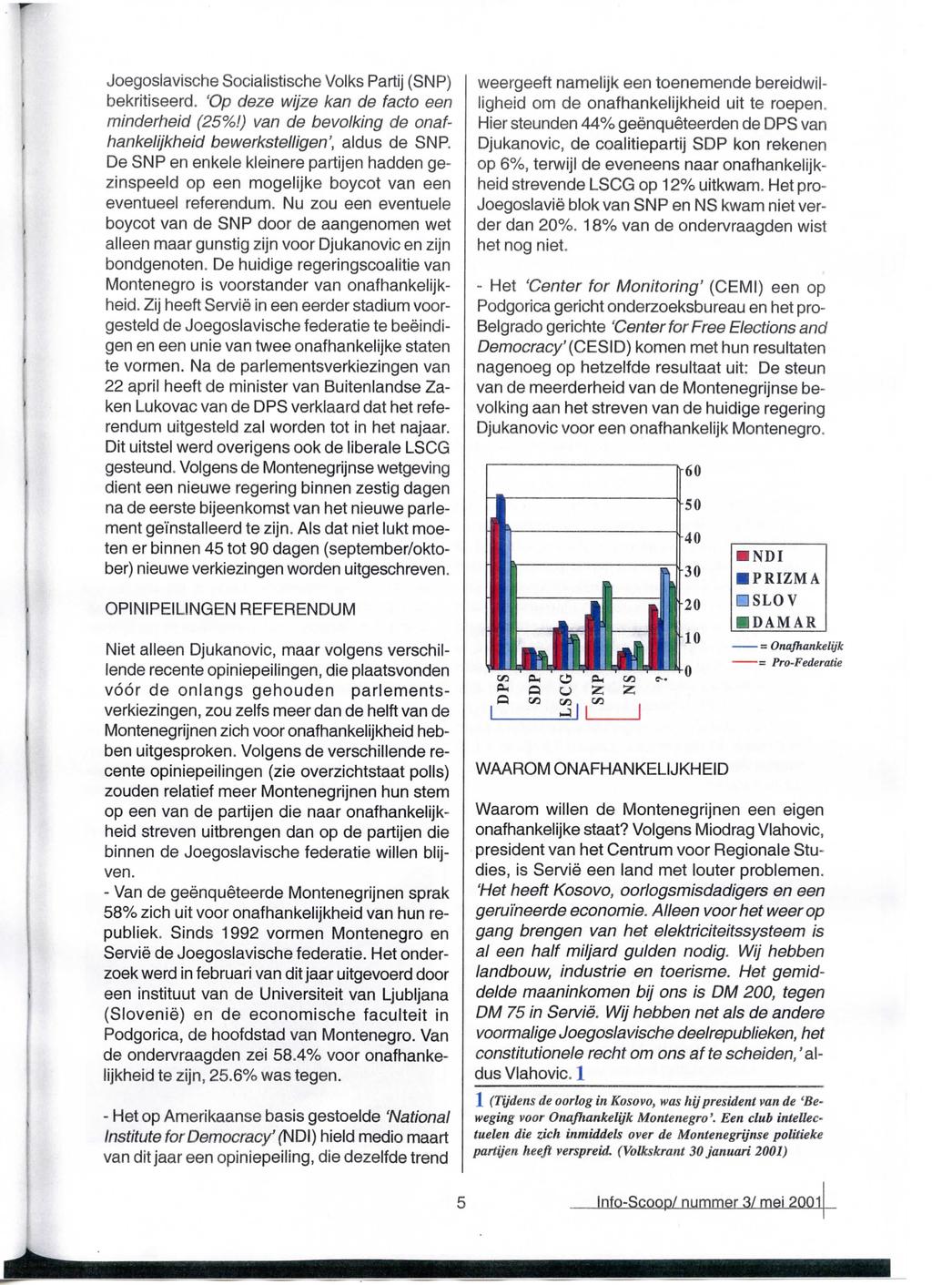 Joegoslavische Socialistische Volks Partij (SNP) bekritiseerd. 'Op deze wijze kan de facto een minderheid (25%!) van de bevolking de onafhankelijkheid bewerkstelligen', aldus de SNP.