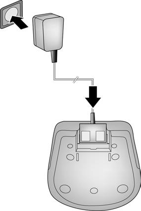 > Plaats de handset in de lader en wacht tot de batterijen volledig zijn geladen.