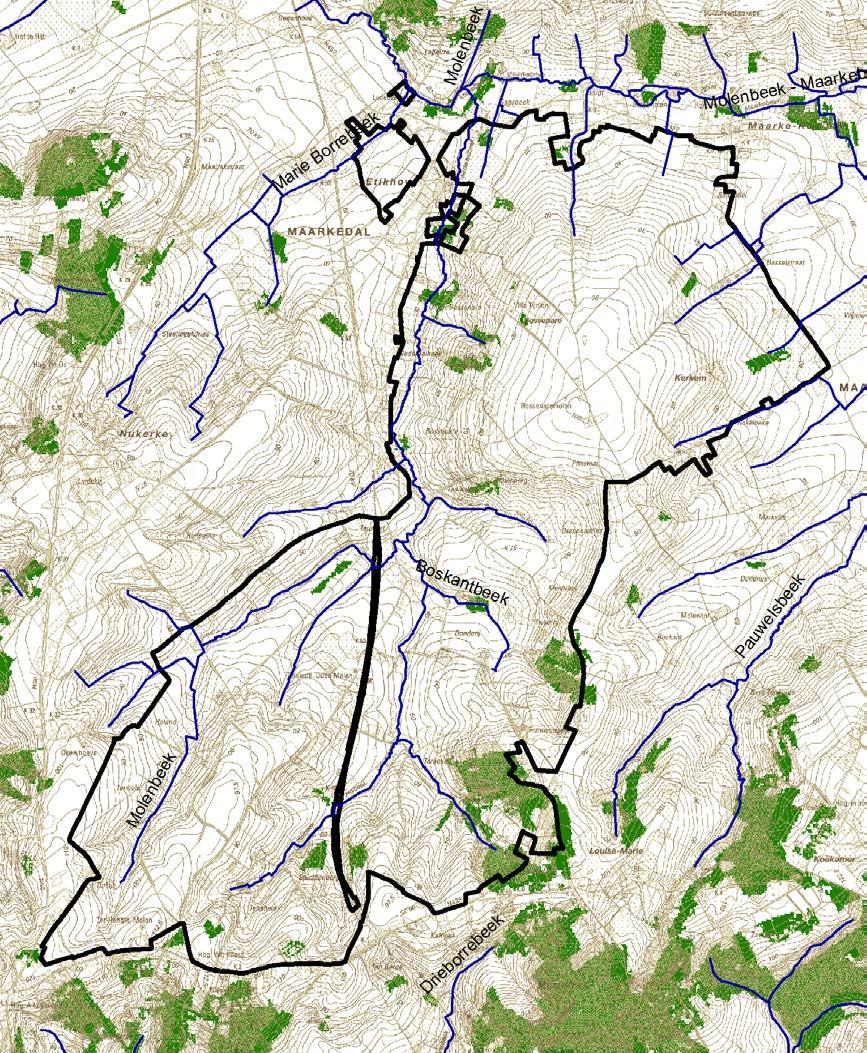 Figuur 5. Bossen De verschillende vijvers die aan de Donderij voorkomen worden gebruikt als visvijver. Er is geen info beschikbaar over de natuurwaarden van deze waterpartijen.