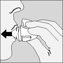 Breng na volledige uitademing de HandiHaler naar uw mond en sluit uw lippen stevig rond het mondstuk.