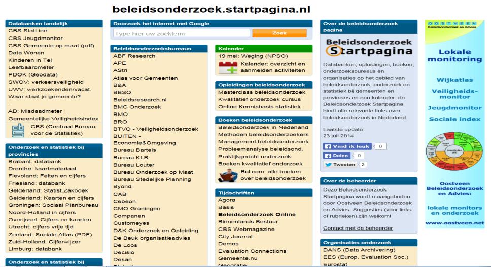 4.3 Externe websites met onderzoeks- en statistische informatie In deze paragraaf staan een aantal externe sites (d.w.z. niet in beheer van de gemeente Leiden) waar veel relevante statistische en onderzoeksinformatie is te vinden.