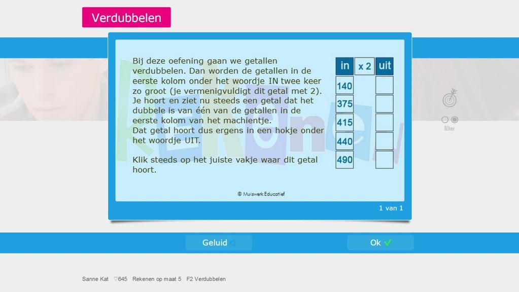 De uitlegschermen bij de introductie van de het machientjesmodel in blok F oefening 2.