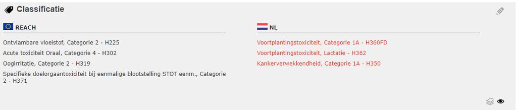 4.3.8 CMR-indicaties op de basiskaart en productvariant Zowel in de basiskaart als op de productvarianten kunt u als administrator op verschillende manieren zien welke componenten van een product