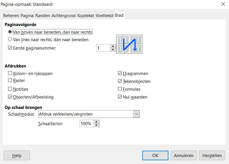 Afbeelding 1: Dialoogvenster (van Calc) die de meeste besturingselementen weergeeft. (deze afbeelding is gemaakt met versie 5.4) Tabbladen (niet echt een besturingselement).