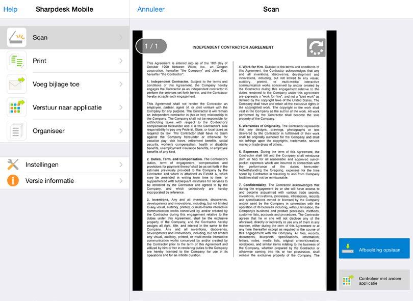 8 Scannen VI. Gescande gegevens zijn naar deze toepassing verzonden.