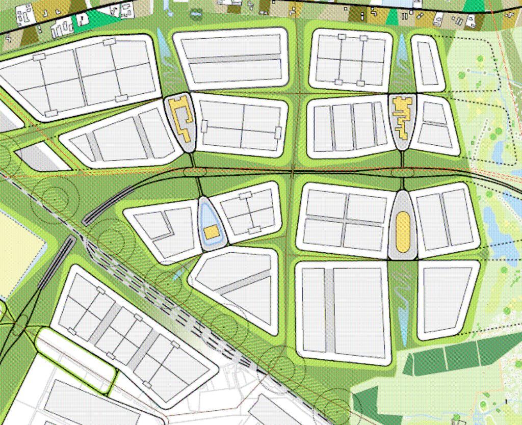 2.2.1 Ruimtelijke zonering De structuur van het bedrijventerrein Trade Port Noord bestaat uit klavertjes, die met elkaar verbonden zijn middels een ontsluitingsweg (de Greenportlane).
