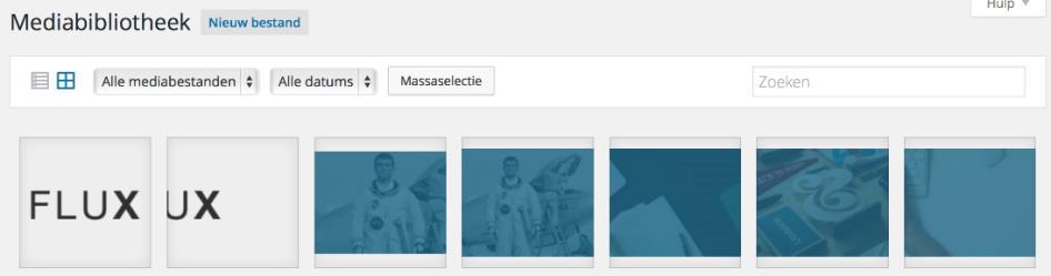 5. Media (afbeeldingen) Deze pagina geeft een overzicht van alle afbeeldingen die gebruikt worden op uw website.