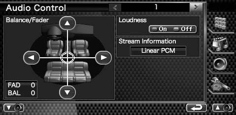 Geef het audioregelmenu weer Audiobediening U kunt de audiobalans voor/achter en rechts/links afstellen.