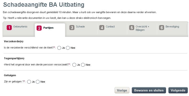 Schadeaangifte Burgerlijke Aansprakelijkheid doen Stap 2 Vul de gegevens