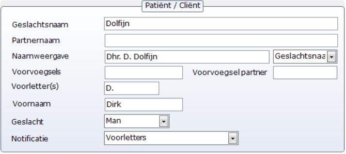 Persoonlijke gegevens van de patiënt In het blokje persoonlijke gegevens van de patiënt kunt u de naam en het geslacht van de patiënt terugvinden.