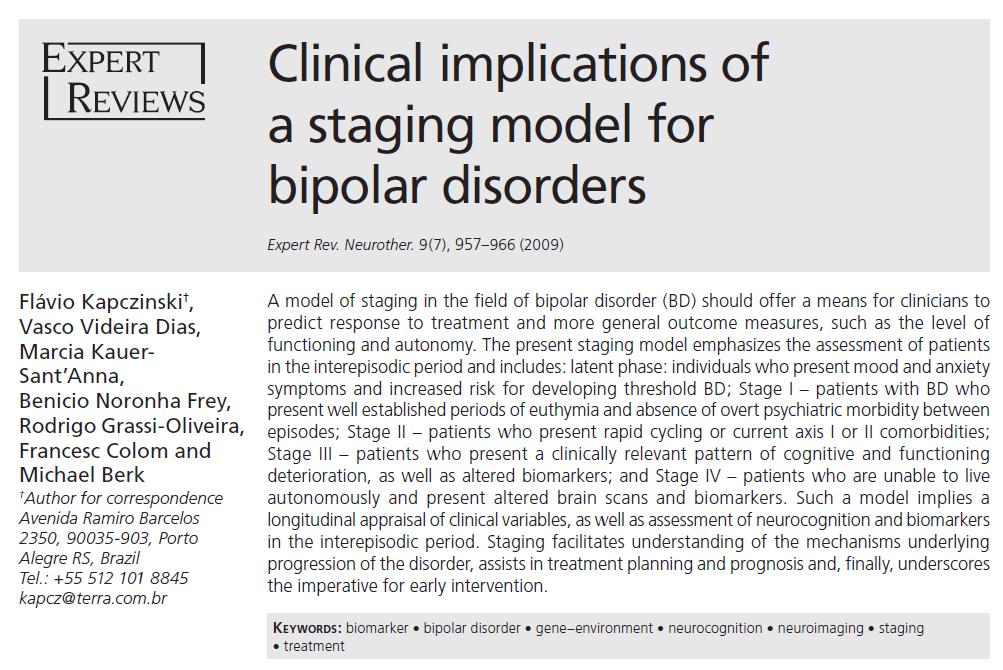 models for staging of bipolar