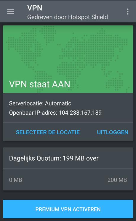 Het icoon verschijnt in de statusbalk wanneer Bitdefender VPN actief is. Om uw batterij te sparen, raden we aan de VPN-functie uit te schakelen wanneer u dit niet gebruikt.