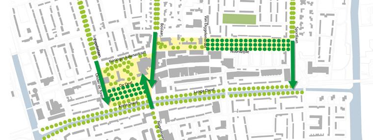 Door nieuwe bomen te planten in het verlengde van de bestaande