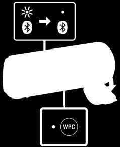 De indicatoren (BLUETOOTH) en WPC (draadloze groepskoppeling) knipperen. Na ongeveer 6 seconden hoort u een pieptoon en licht de indicator WPC (draadloze groepskoppeling) op.