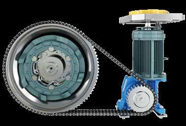 Totale aandrijfefficiëntie in elk detail Elk individueel aandrijfcomponent (tandwielkast, motor, rem, vliegwiel en aandrijfkettingen) is ontworpen om energie te besparen.