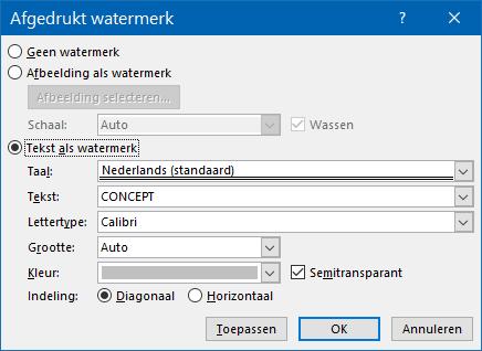 WATERMERK Je kunt het woord concept als watermerk invoegen.