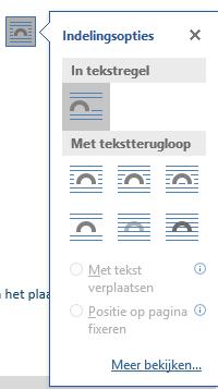 2 Afbeelding verplaatsen Selecteer het plaatje van de kat Je krijgt nu een vierkantje ernaast Klik op de eerste knop Tekstterugloop in de