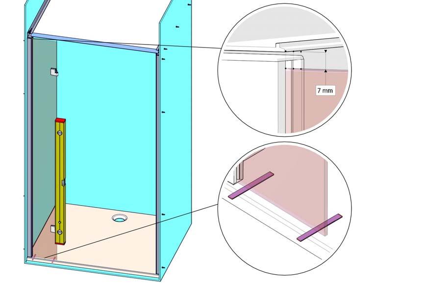 12 Installatie van de glaspanelen Let op: zuignappen uitsluitend aan de buitenzijde van het glas gebruiken.