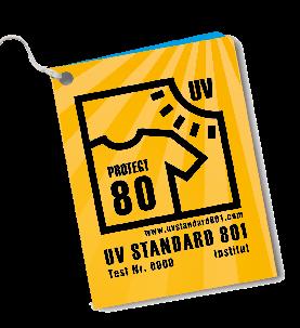 UV STANDARD 801 Uv-beschermingsfactor van textiel bij gebruik UPF > 80 Textiel droog Textiel nat van polyamide / elastaan onder gebruiksomstandigheden UPF 29 UPF 25 UPF 27 UPF 28 UPF 23 UPF 26 8