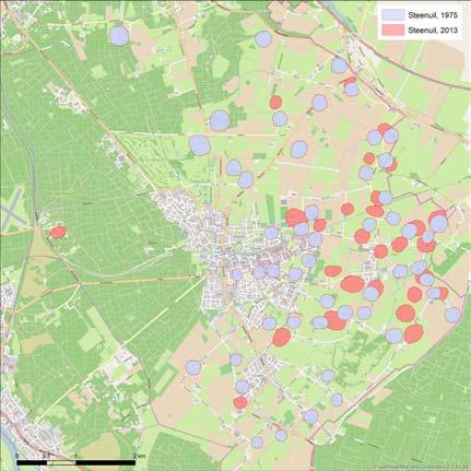 18 Aantal broedparen steenuil in 1975 en 2013 in Groesbeek W M G geen nieuwvestiging plaatsvinden. Steenuilen verspreiden zich maar langzaam over een beschikbaar gebied.