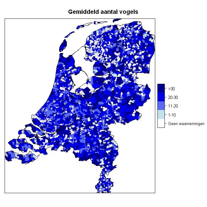 overwinteren. Deze tuinvogeltelling werden er 165 geteld.