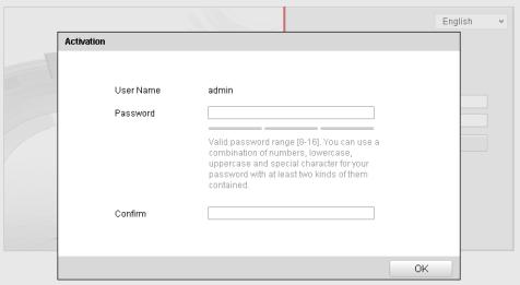 Afbeelding 3-3 Activeringsinterface (web) 3. Bedenk een wachtwoord en voer het wachtwoord in het wachtwoordveld in.
