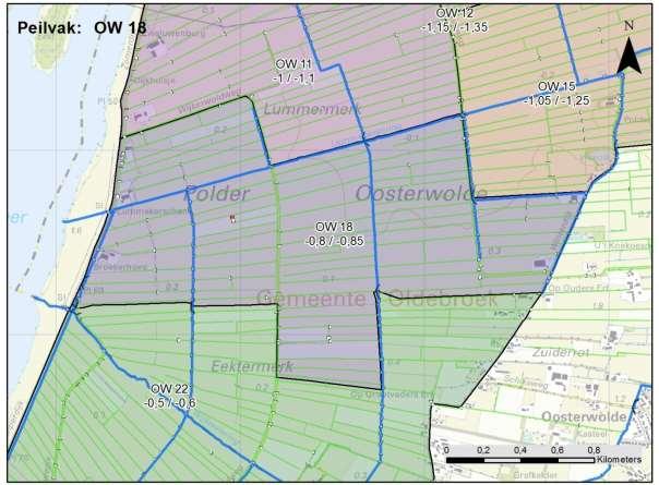 Polder Oosterwolde vigerende peilvak code 7.