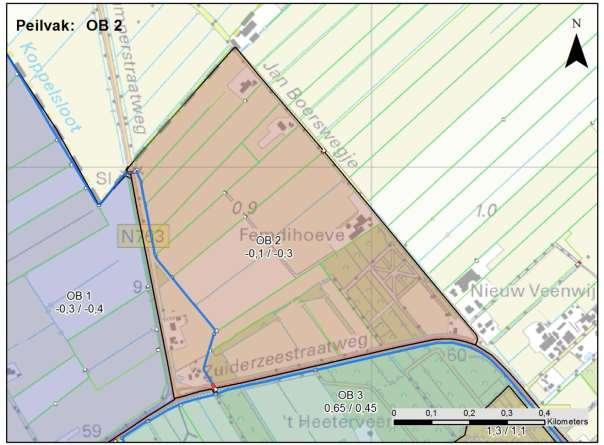 Polder Oldebroek vigerende peilvak code 22.