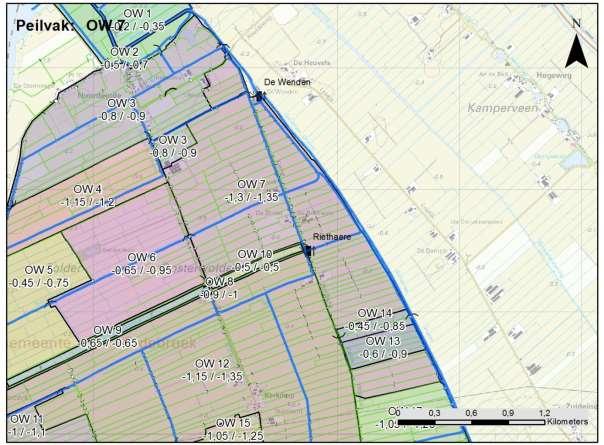 Polder Oosterwolde vigerende peilvak code 14.