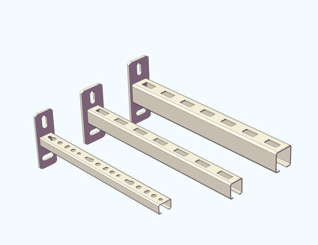 / RAILCONSOLES railconsoles Voor de bevestiging van leidingen en buistracés Montageklaar (raildeel met wand paneel) Slobgatrichting in het wandpaneel maakt goede hoogteuitlijning van de console