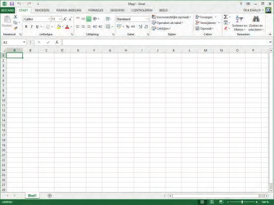 titelbalk zoomregelaar Natuurlijk kun je Excel ook starten met dubbelklikken op de