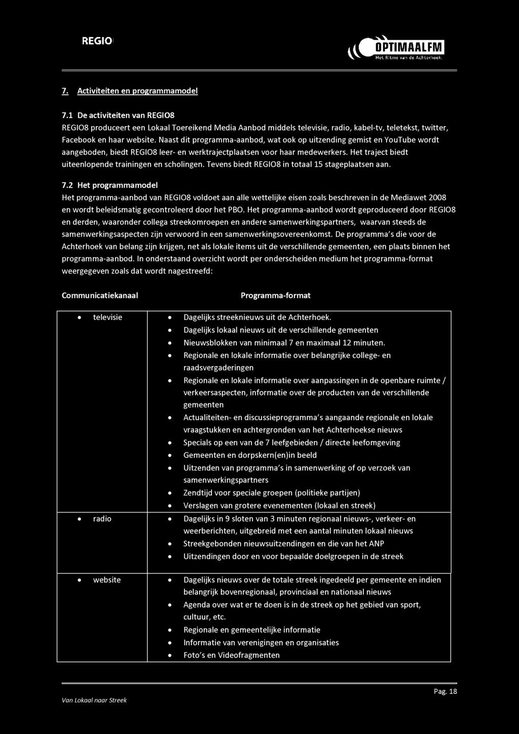 Het Ritme van de Achterhoek. 7. Activiteiten en programmamodel 7.