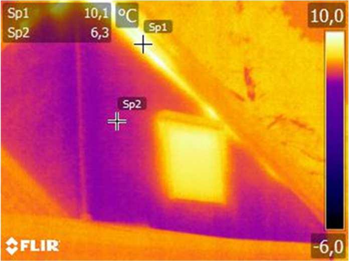 mogelijk ook zichtbaar was op de thermografische