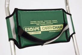 Het unieke glij-/remsysteem zorgt voor de remmende werking van de Escape-Carry Chair over alle soorten trappen, van hout tot beton.